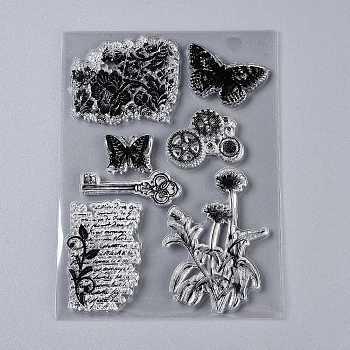Plastic Stamps, for DIY Scrapbooking, Photo Album Decorative, Cards Making, Stamp Sheets, Butterfly Pattern, 149~151x100x3mm