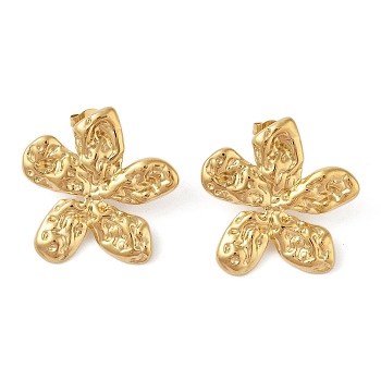 304 Stainless Steel Stud Earrings for Women, Flower, Golden, 28x28.5mm