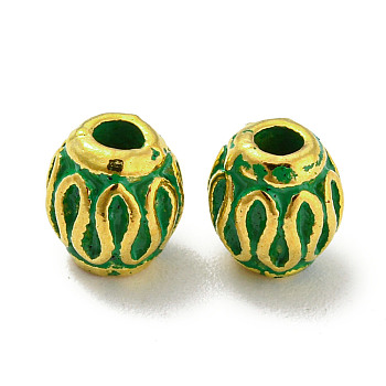Alloy Beads, Oval, Golden & Green Patina, 6x5.5mm, Hole: 1.8mm