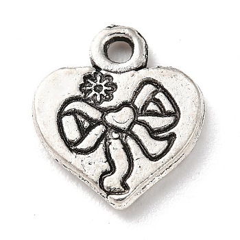 Tibetan Style Alloy Pendants, Heart, Antique Silver, 13.5x12x1.5mm, Hole: 1.5mm, about 574pcs/bag