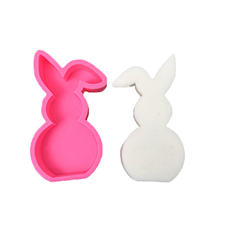 Easter Rabbit DIY Candle Silicone Molds, Car Freshie Molds, for Aroma Beads, Scented Candle Making, Rabbit, 13x7.7x3.35cm, Inner Diameter: 12x6.4cm