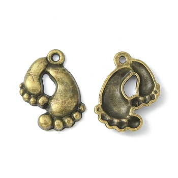 Tibetan Style Alloy Pendants, Cadmium Free & Nickel Free & Lead Free, Foot, Antique Bronze, 20x17x3mm, Hole: 1.5mm