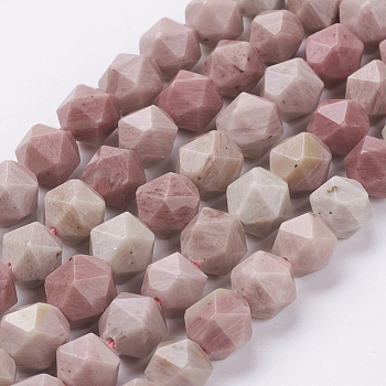 Natural Rhodonite Beads Strands, Faceted, Round, 10x9mm, Hole: 1.2mm, about 38pcs/strand, 15.3 inch(39cm)