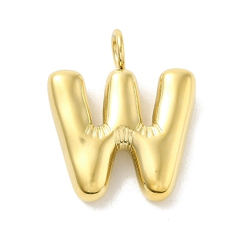 304 Stainless Steel Pendants, Real 14K Gold Plated, Letter Charm, Letter W, 24x20x5mm, Hole: 4mm