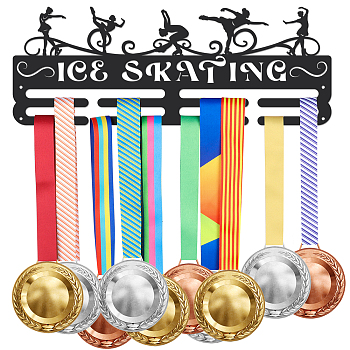 Fashion Iron Medal Hanger Holder Display Wall Rack, with Screws, Ice Skating Pattern, 150x400mm