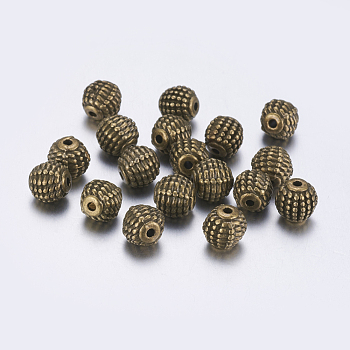 Tibetan Style Alloy Beads, Lead Free & Cadmium Free, Round, Antique Bronze, Size: about 9mm in diameter, hole: 2mm