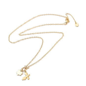 Butterfly Pendant Necklaces, 304 Stainless Steel Necklace, Real 18K Gold Plated, 18.11 inch(46cm)