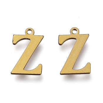 Vacuum Plating  304 Stainless Steel Charms, Laser Cut, Alphabet, Antique Bronze, Letter.Z, 12.5x7.5x0.8mm, Hole: 1mm