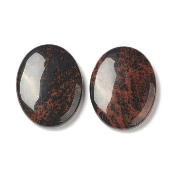 Natural Mahogany Obsidian Worry Stone for Anxiety Therapy, Oval Thumb Stone, 45x34~35x7~8.5mm