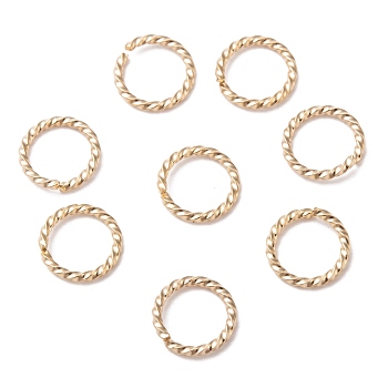 304 Stainless Steel Jump Rings, Open Jump Rings, Twisted, Real 24k Gold Plated, 18 Gauge, 8x1mm, Inner Diameter: 6mm