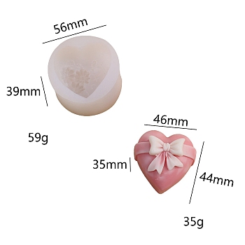 DIY Heart Shape Food Grade Candle Silicone Molds, for 3D Scented Candle Making, Bowknot, 5.6x3.9cm