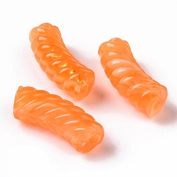 Two Tone Opaque Acrylic Beads, Curved Tube, Dark Orange, 35x14x11.5mm, Hole: 3.2mm, about 152pcs/500g