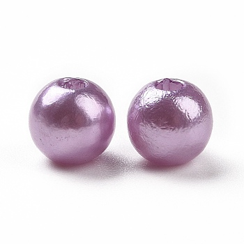 Imitation Pearl Acrylic Beads, Dyed, Round, Lilac, 6x5.5mm, Hole: 1.5~2mm, about 4500pcs/pound