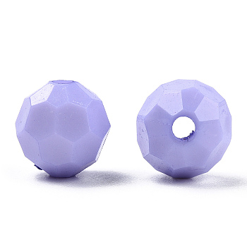Opaque Acrylic Beads, Faceted, Dyed, Round, Lilac, 10mm, Hole: 2mm, about 1050pcs/500g