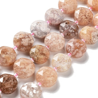 Flat Round Cherry Blossom Agate Beads