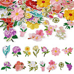 36Pcs Polyester Embroidery Cloth Iron On/Sew On Patches, Costume Accessories, Appliques, Flower, Mixed Color, 19.5~48.5x19.5~56.5x1.5mm(DIY-TA0013-07)