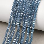 Cubic Zirconia Bead Strands, Faceted Round, Steel Blue, 3mm, Hole: 0.6mm, about 131pcs/strand, 14.76''(37.5cm)(X-ZIRC-C006-01B-04)