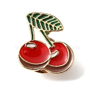 Cherry Enamel Pin, Fruit Alloy Badge for Backpack Clothes, Light Gold, Red, 18x17x11mm(JEWB-TAC0003-12)