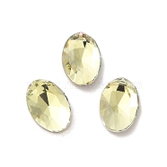 Glass Rhinestone Cabochons, Point Back & Back Plated, Faceted, Oval, Jonquil, 8x5.5x2.5mm(RGLA-P037-08B-D337)
