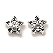 Tibetan Style Alloy Beads, Cadmium Free & Lead Free, Star, Antique Silver, 10.5x11x4.5mm, Hole: 1.6mm, about 925pcs/1000g(FIND-C043-033AS)