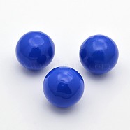 No Hole Spray Painted Brass Round Ball Beads Fit Cage Pendants, Blue, 18mm(KKB-J002-15)