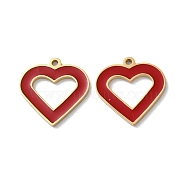 Ion Plating(IP) 304 Stainless Steel Pendants, with Enamel, Heart Charm, Golden, 17x16x1.5mm, Hole: 1.4mm(STAS-C083-04G-02)