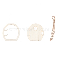 Natural Wood Cabochons, for DIY Jewelry Making, Door with Heart, BurlyWood, 100x100x2mm(WOOD-WH0115-15)
