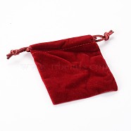 Rectangle Velours Jewelry Bags, Red, 8.8x7cm(TP-O004-C-06)