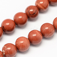 Natural Red Jasper Bead Strands, Round, 6mm, Hole: 1mm, about 61pcs/strand, 15.35 inch(39cm)(X-G-R193-11-6mm)