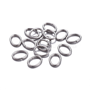304 Stainless Steel Jump Rings, Open Jump Rings, Oval, Stainless Steel Color, 18 Gauge, 8x6x1mm, Inner Diameter: 4x6mm(STAS-F221-40P-B)