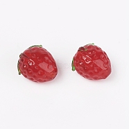 Handmade Lawpwork Beads, Strawberry, Red, 15x12.5~13.5mm(GLAA-CJC0001-02)