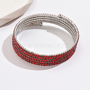 Platinum Brass Multi Layer Wrap Bracelets, Cubic Zirconia Tennis Bracelet, Red, No Size(RM1445-1)