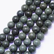 Natural Green Jade Round Bead Strands, 12mm, Hole: 1mm, about 30pcs/strand, 15.35 inch(G-F425-36)