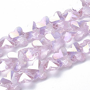 Electroplate Glass Beads, AB Color Plated, Faceted, Butterfly, Pearl Pink, 12x14.5x7.5mm, Hole: 1mm(X-EGLA-Q091-14mm-B17)