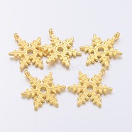 Christmas Snowflake Tibetan Style Alloy Pendants, Lead Free and Cadmium Free, Golden, 23x17.5mm, Hole: 1.5mm(X-K094L011)