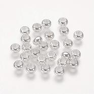 Brass Spacer Beads, Rondelle, Silver Color Plated, Size: about 6mm in diameter, 4mm thick, hole: 3mm(KK-Q083-S)