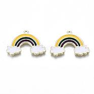 Alloy Pendants, with Enamel, Rainbow, Light Gold, Colorful, 16.5x25x2mm, Hole: 1mm(X-PALLOY-S177-05B)