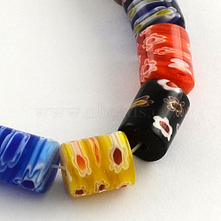 Column Handmade Millefiori Glass Beads, Mixed Color, 8x5mm, Hole: 0.5mm, about 48pcs/strand, 14.1 inch(LK-R004-45)
