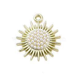 Alloy Pendants, with Imitation Pearls, Sunflower Charms, Golden, 20.5x18x3.8mm, Hole: 1.6mm(ENAM-F152-04G)