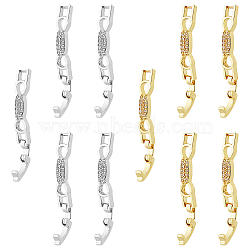 10Pcs 2 Colors Bowknot Rack Plating Brass Clear Cubic Zirconia Watch Band Clasps, Cadmium Free & Lead Free, Long-Lasting Plated, Platinum & Golden, 33x5.5x4mm, Hole: 3x3mm, 5pcs/color(ZIRC-DC0001-10)