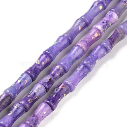 Natural Dolomite & Synthetic Opal Beads Strands, Dyed, Bamboo Stick, Medium Purple, 12x5mm, Hole: 0.5mm, about 34pcs/strand, 15.94''(40.5cm)(G-P475-03F)