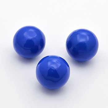 No Hole Spray Painted Brass Round Ball Beads Fit Cage Pendants, Blue, 18mm