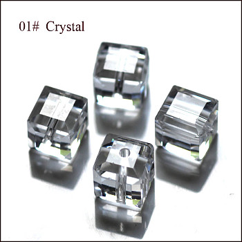 Imitation Austrian Crystal Beads, Grade AAA, Faceted, Cube, Clear, 5~5.5x5~5.5x5~5.5mm(size within the error range of 0.5~1mm), Hole: 0.7~0.9mm