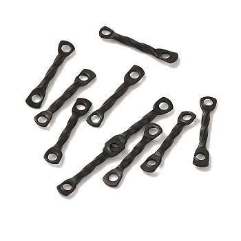 304 Stainless Steel Connector Charms, Twisted Bar, Electrophoresis Black, 10x2x1mm, Hole: 1mm