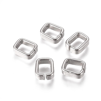 304 Stainless Steel Quick Link Connectors, Linking Rings, Closed but Unsoldered, Rectangle, Stainless Steel Color, 7x5.7x2.4mm, Inner Diameter: 5.1x3.9mm