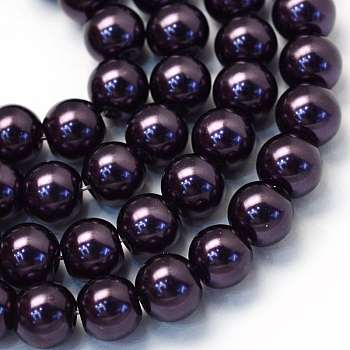 Baking Painted Pearlized Glass Pearl Round Bead Strands, Coconut Brown, 4~5mm, Hole: 1mm, about 210pcs/strand, 31.4 inch