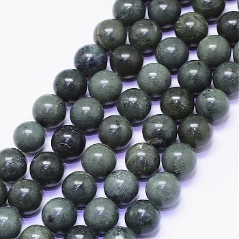 Natural Green Jade Round Bead Strands, 12mm, Hole: 1mm, about 30pcs/strand, 15.35 inch