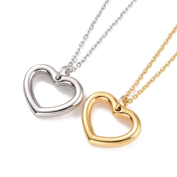 304 Stainless Steel Heart Pendant Necklace for Women, Mixed Color, 17.91 inch(45.5cm)