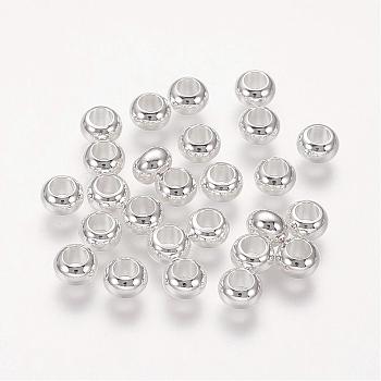 Brass Spacer Beads, Rondelle, Silver Color Plated, Size: about 6mm in diameter, 4mm thick, hole: 3mm