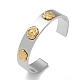 Flower 304 Stainless Steel Open Cuff Bangles for Women (STAS-Z117-07GP)-4